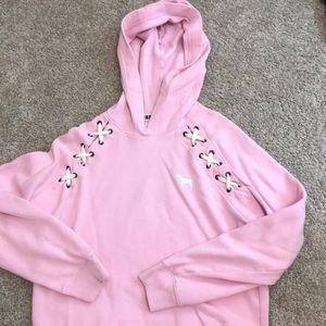 Victoria secret PINK cropped light pink hoodie